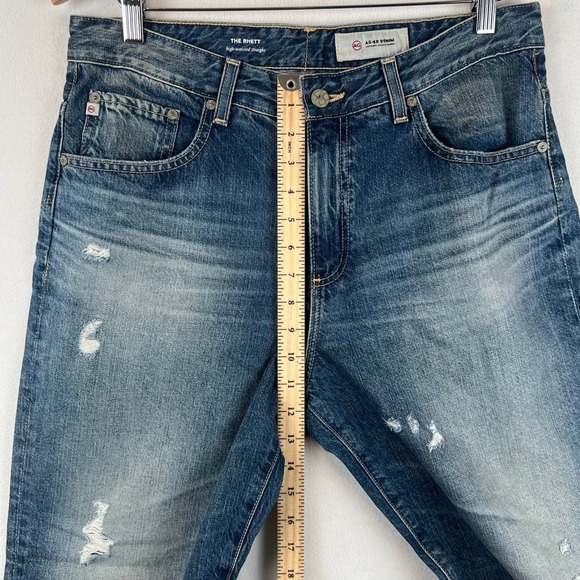 AG Jeans Womens 32‎ The Mari High Rise Straight Crop Distressed Denim Jeans 12 - Picture 8 of 11